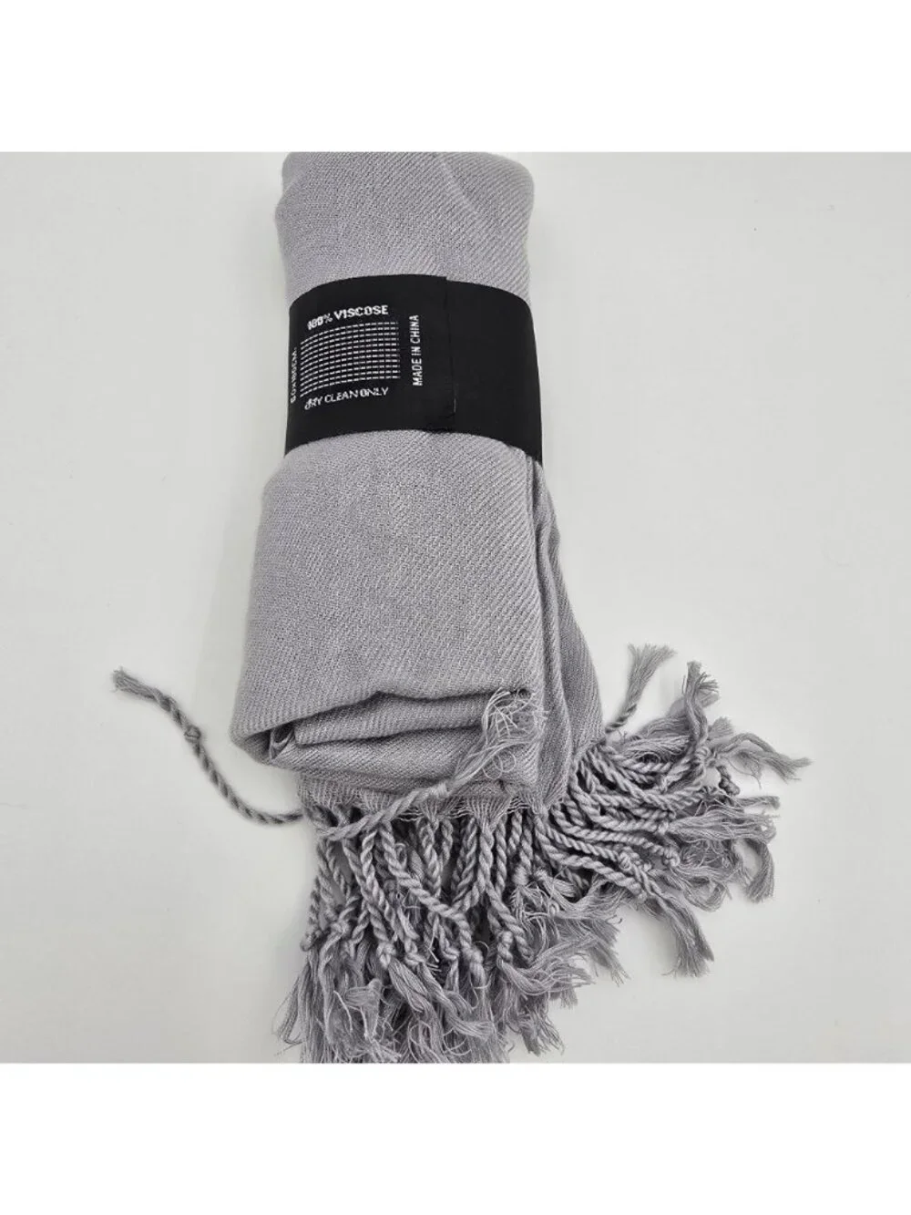 Ashley Cooper Pashmina Style Shawl Light Gray 60x180cm 100% Viscose Soft Fringe